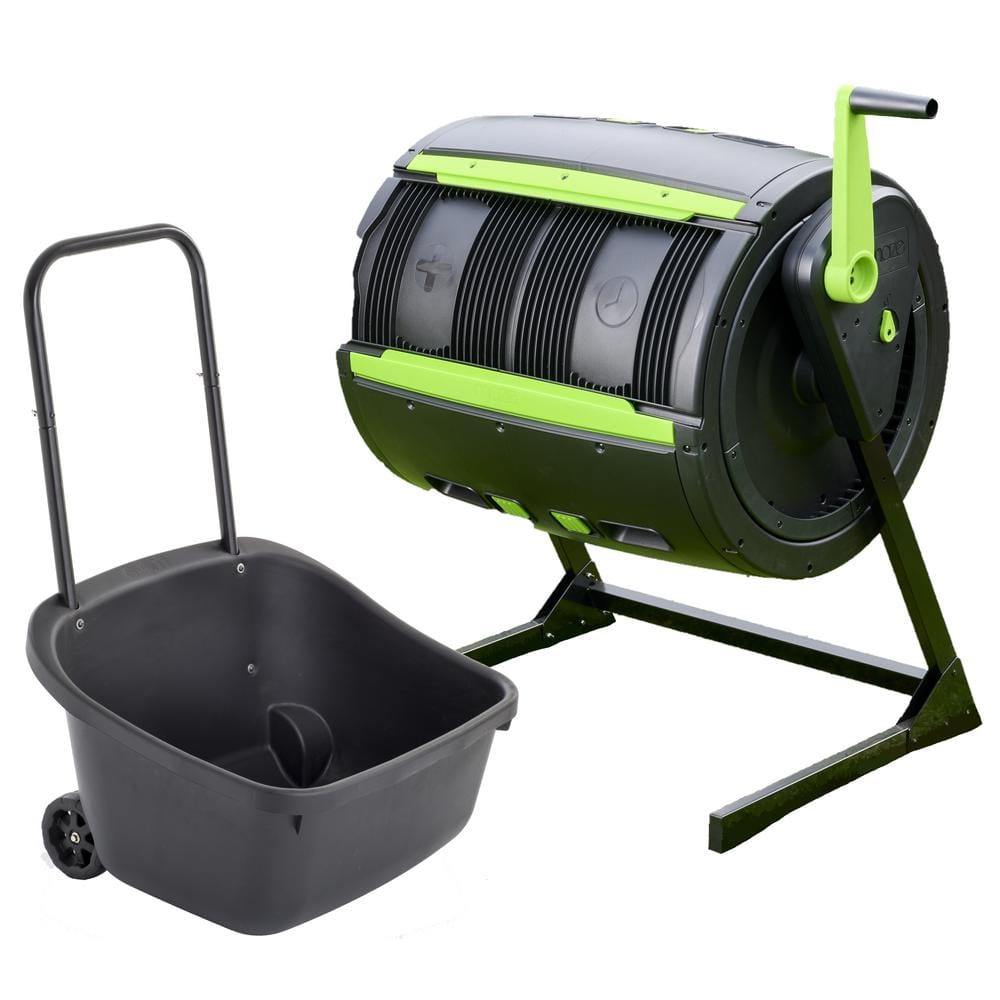 Maze 65 Gal. Compost Tumbler with Easy Turn Kit and Compost Cart RSI ...