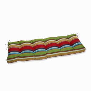 Striped Rectangular Outdoor Bench Cushion in Red