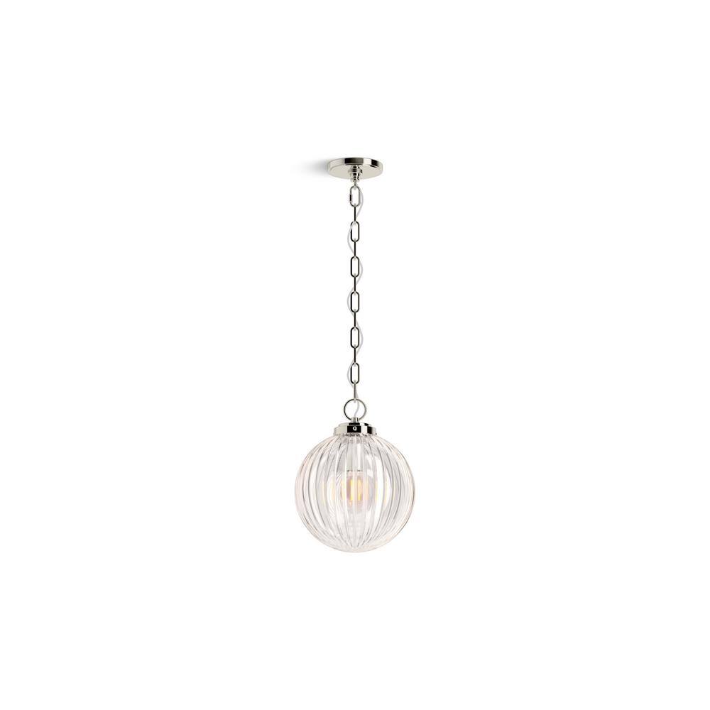 Polished Nickel Glass Globe LED Pendant Light