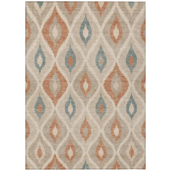 Chantille Machine Washable Indoor/Outdoor Abstract ACN3121 Putty 10 ft. x 14 ft. Area Rug