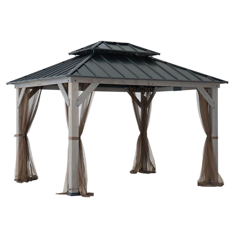 Reviews for Sunjoy 10 ft. x 12 ft. Cedar Wood Gazebo with Galvanized ...