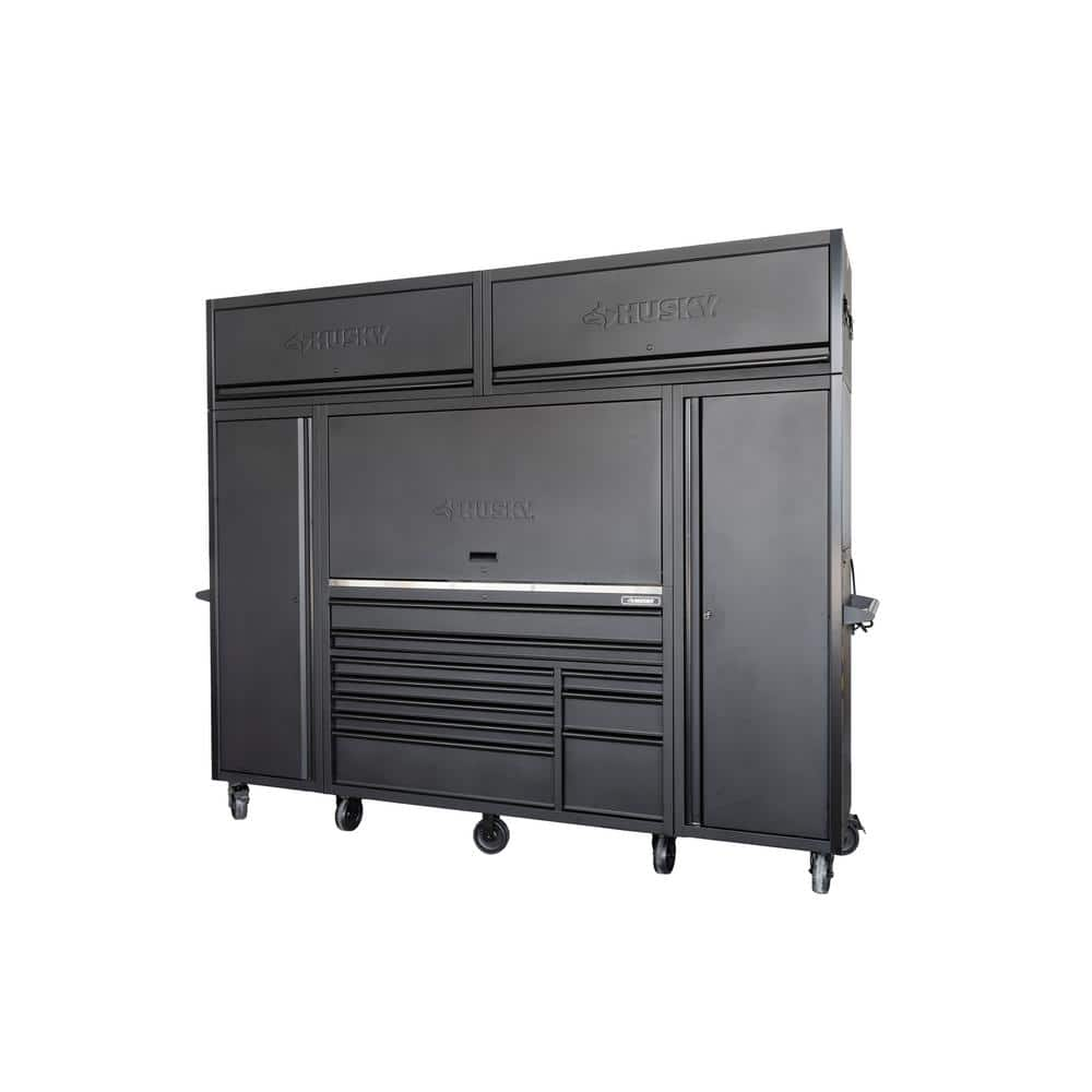 Husky 62 in. x W 24 in. D HD 10-Drw MWC w/SS Work Top Combo Hutch and 2 ...