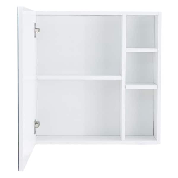 21.7 in. W x 22 in. H Rectangular Wood Medicine Cabinet with Mirror in White