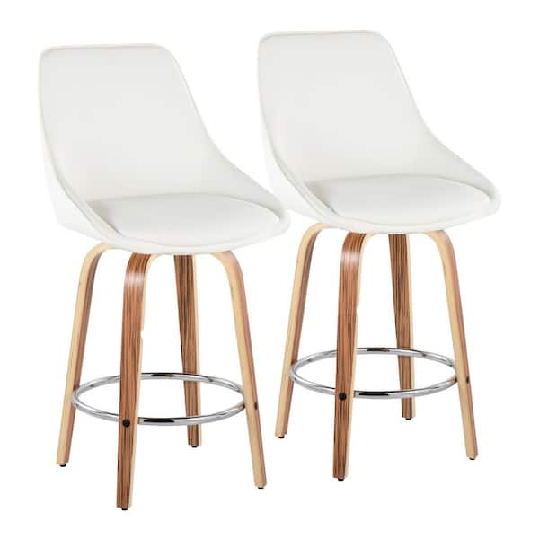Lumisource Grotto 24 in. Walnut and Cream Faux Leather