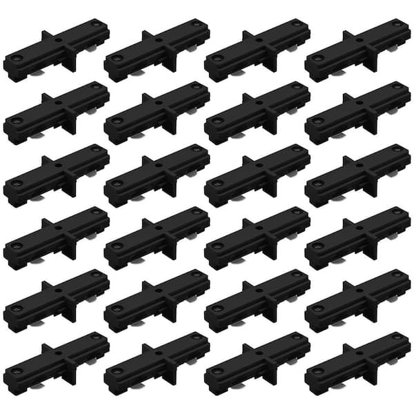 H-Track Dead-I Connector, Single Circuit 3-Wire Straight Track Light, 120V, Power Distribution Component, Black 24 Pack
