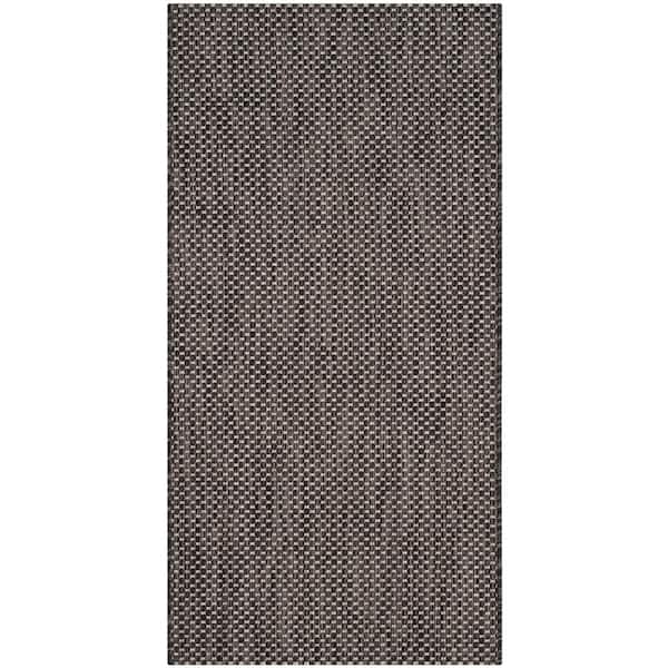 Courtyard Black/Beige Doormat 3 ft. x 5 ft. Solid Indoor/Outdoor Patio Area Rug