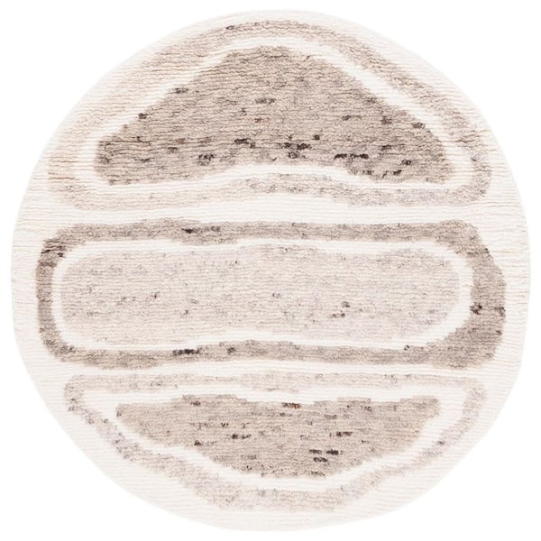 Casablanca 6 ft. x 6 ft. Ivory/Brown Abstract Rectangle Round Area Rug