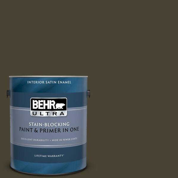BEHR ULTRA 1 gal. #UL140-1 French Roast Satin Enamel Interior Paint and Primer in One