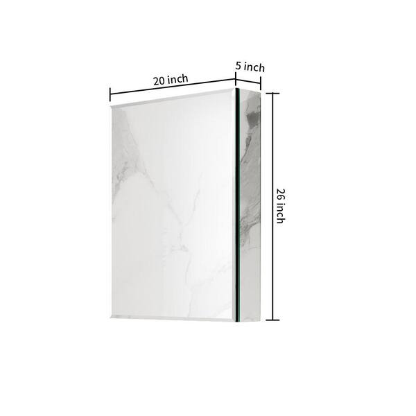 MEDUNJESS ASY 20 in. W x 26 in. H Rectangular Frameless Recessed or Surface Mount Medicine Cabinet with Mirror