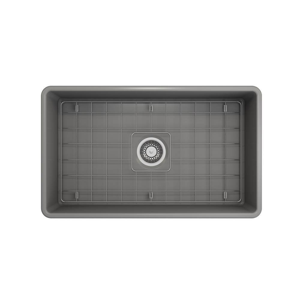 Matte Gray Fireclay Single Bowl Farmhouse Kitchen Sink
