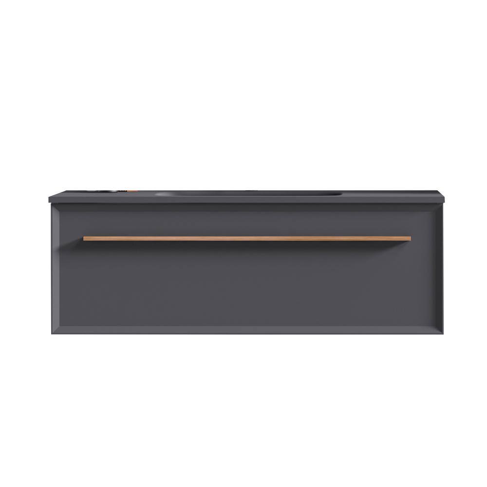 48 in. W x 18 in. D x 17 in. H Single Sink Floating Bath Vanity in Gray with Gray Solid Surface Top price history on PriceWatchPro