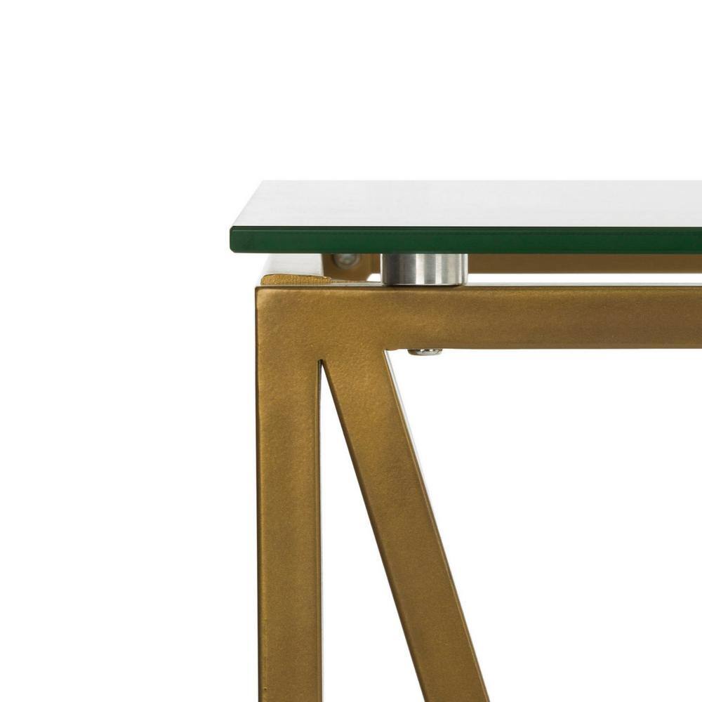 Sophisticated Gold Finish 43'' Glass Top Home Office Desk