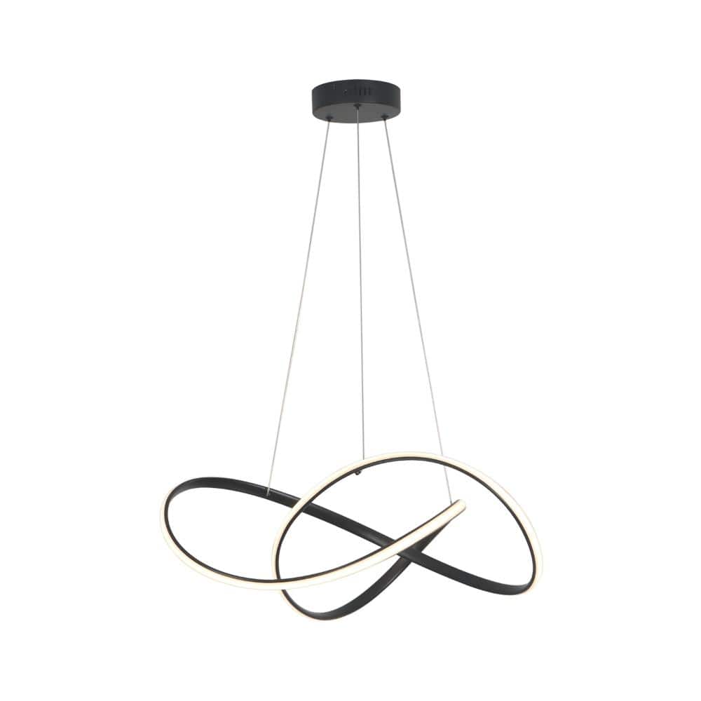 23.6 in. Swirl Black LED Dimmable Pendant Light for Dining Room Bedroom,3000K Warm Light price history on PriceWatchPro