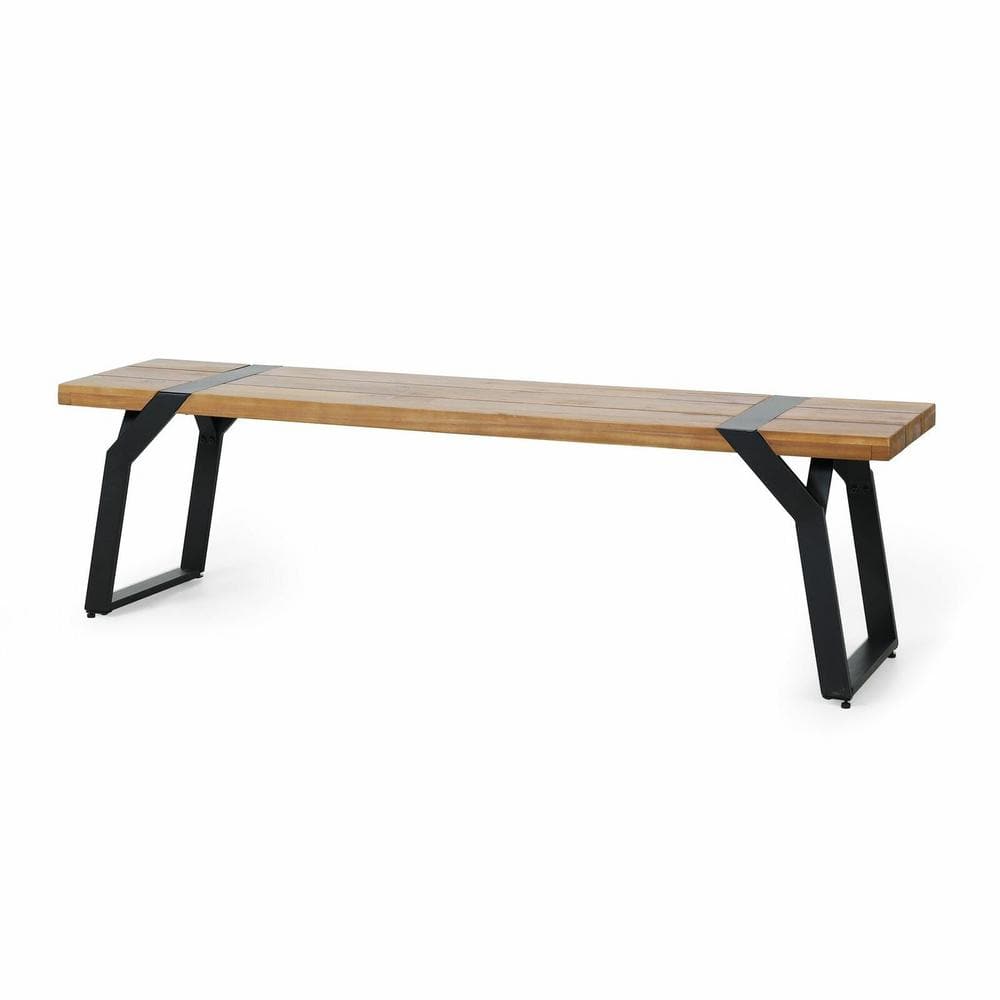 63 in. Wood Outdoor Bench Ottoman without Backless and Cushion