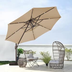 10 ft. Round Patio Cantilever Umbrella With Cover in Beige