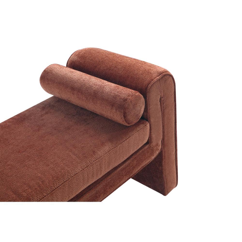 Concord Terracotta Chenille Upholstered Bench with Accent Pillows