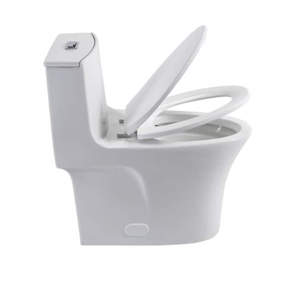 1-Piece 1.1/1.60 GPF Powerful Dual Flush Elongated Toilet in Glossy White CUPC WaterSense ADA Seat Included