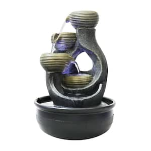 15.7in. Resin Tabletop Fountain -5-Step Modern Indoor Fountain with LED Lights&Pump for Office, House, Home Decor