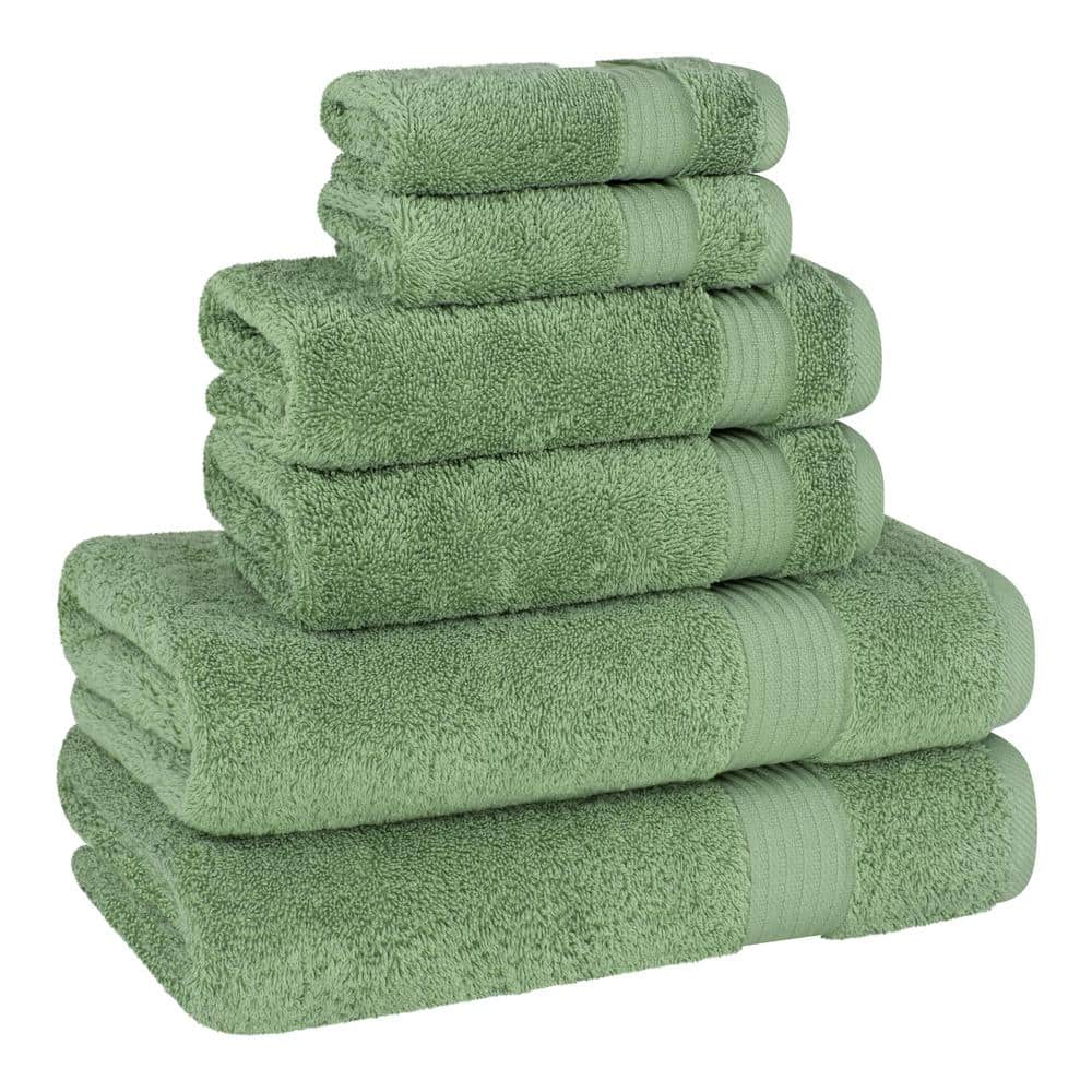 Sage Green Turkish Cotton 6-Piece Bathroom Towel Set