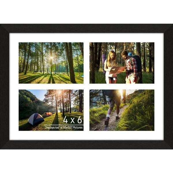 4 in. x 6 in. Picture Size Black Pinewood Collage Frame White Mat