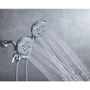24-Spray Patterns 5 in. Wall Mount Dual Shower Heads and Handheld Shower Head in Chrome