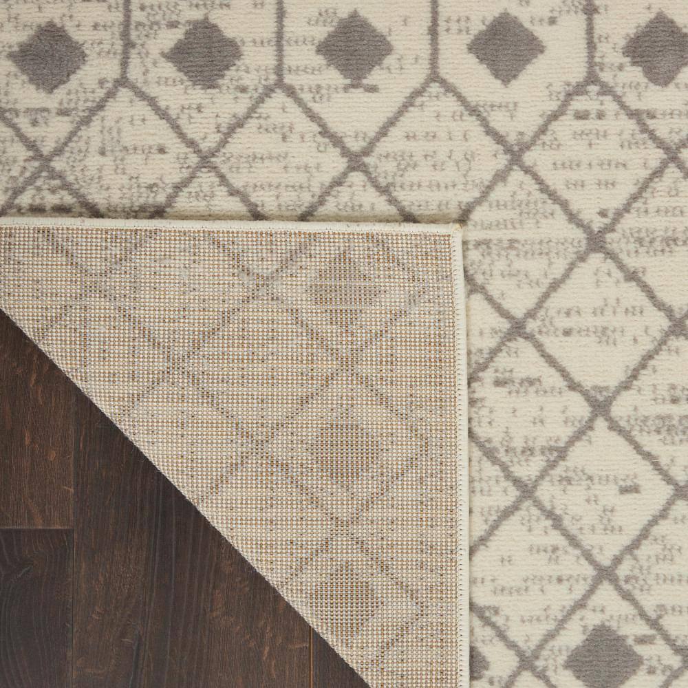 Ivory and Grey Moroccan Diamond 6' x 9' Synthetic Area Rug