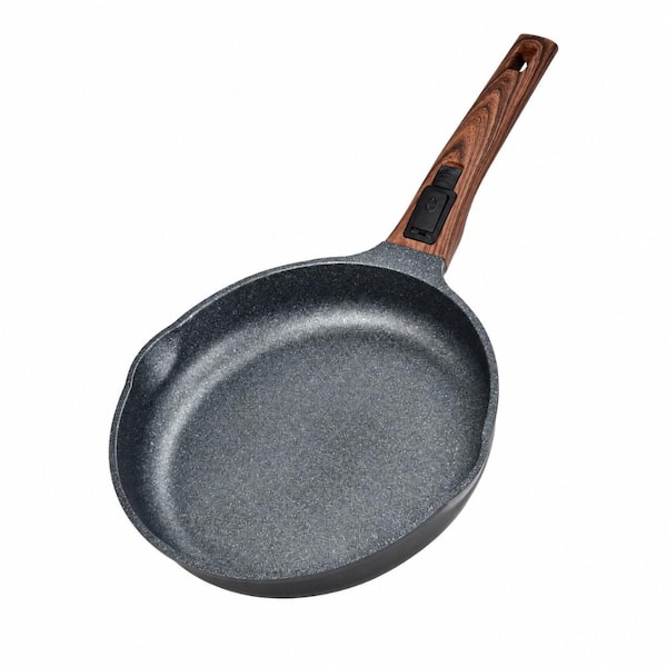 8 in. Cast Aluminum Nonstick Skillet with Removable Woodgrain Handle, Dishwasher and Oven Safe Pan