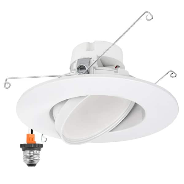 1-pack 5 in. and 6 in. Adjustable Recessed LED Gimbal Downlight, 1100 Lumens, 5 CCT Color Selectable 2700K-5000K