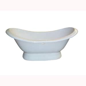 5.9 ft. Cast Iron Double Slipper Tub with 7 in. Deck Holes on Base with Center Drain in White