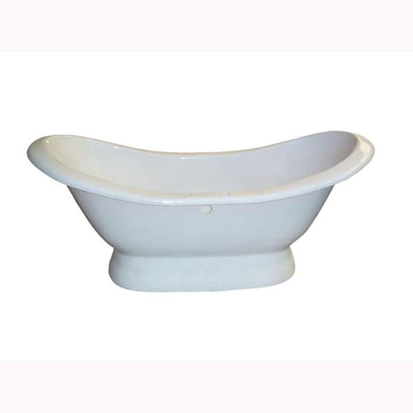 Barclay Products 5.9 ft. Cast Iron Double Slipper Tub with 7 in. Deck Holes on Base with Center Drain in White