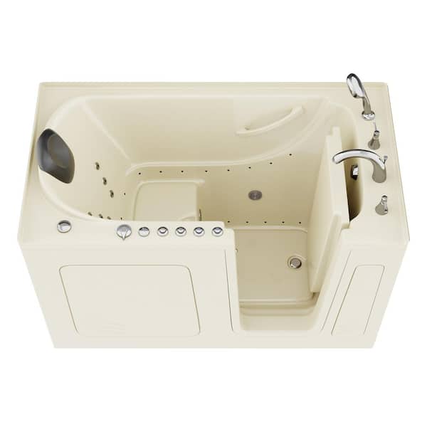 Universal Tubs Safe Premier Series 32 in. L x 60 in. W Right Side Drain Combination Jetted Bathtub in Biscuit with Microbubbles Jet