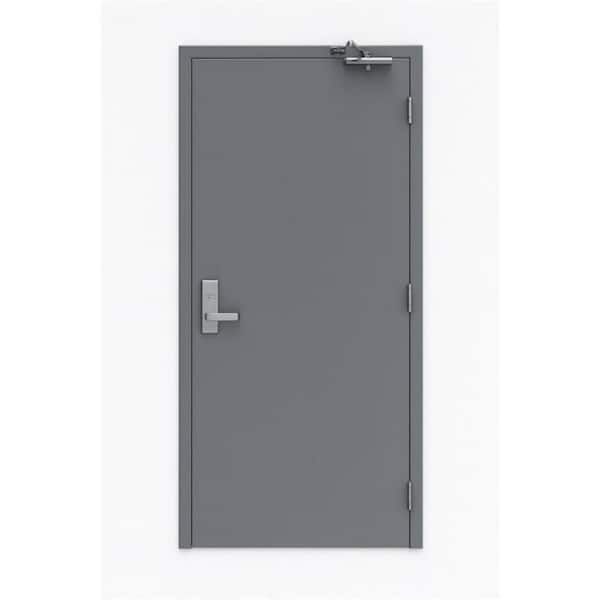Flush Doors Series 36 in. x 84 in. Left-Handed Stainless Steel Finish Metal Commercial Door Kit w/ Frame and Hardware
