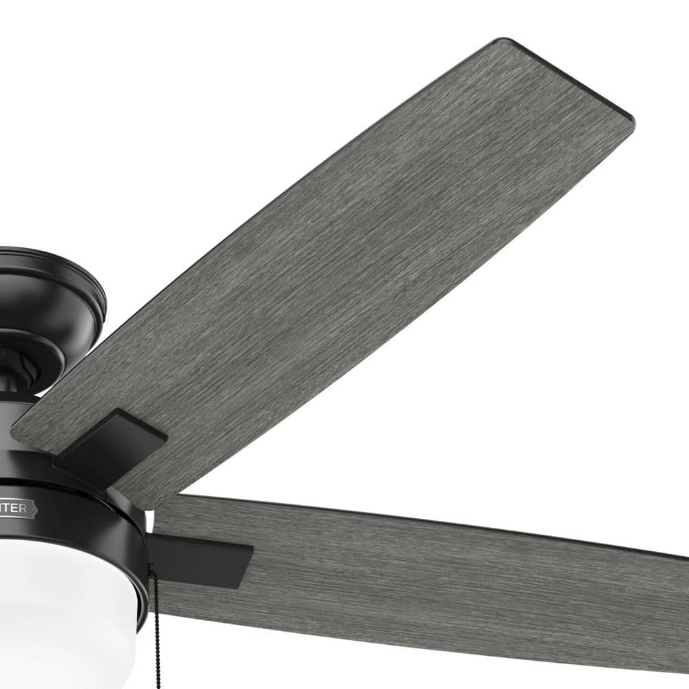 52" Matte Black and Gray 5-Blade Ceiling Fan with LED Light Kit