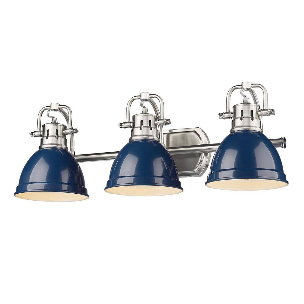 Duncan 24.5 in. 3-Light Pewter Vanity Light with Navy Blue Shades price history on PriceWatchPro