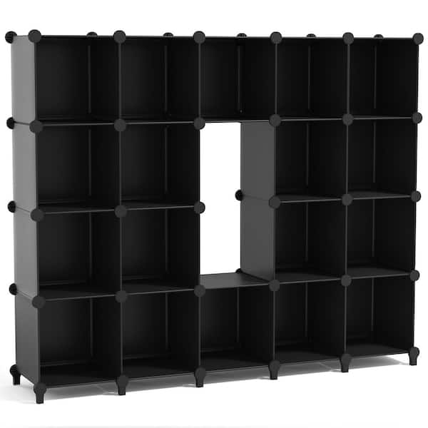50.2 in H x 61 in W x 12.25 in D Black Fabric 20-Cube Storage Organizer, Waterproof Cubby Shelf for Closet