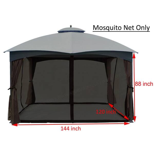 SunCula Replacement Gazebo Netting – 4-Panel Mosquito Net With Zipper For 10'x12' Gazebo | Outdoor Patio, Garden, Yard Protection