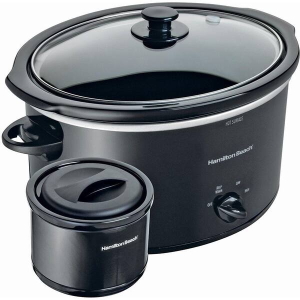Hamilton Beach 5 qt. Slow Cooker and 2-Cup Food Warmer in Black-DISCONTINUED
