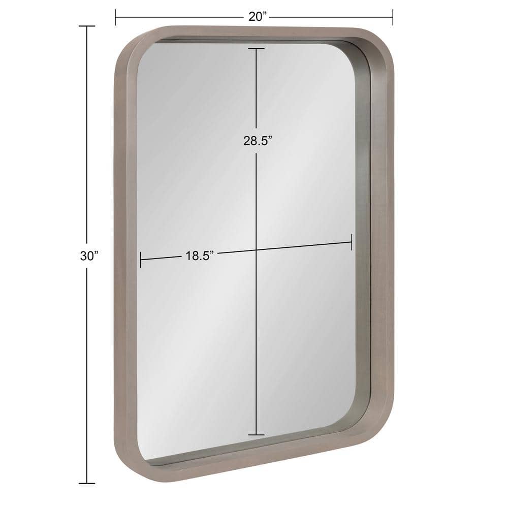 Hutton Graywash Solid Wood Radius Rectangle Wall Mirror