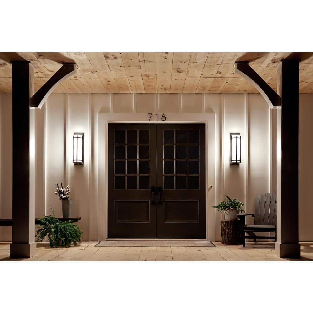 Camden 22.5" Gray Iron Outdoor Wall Light with White Cylinder Shade