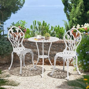 3 Piece Cast Aluminum Outdoor Bistro Garden Table and Chairs