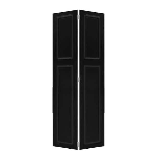 Modern 2 panel bi-fold 80 in. X16 in. Total 32"open MDF black walnut Barn Sliding Door With Hardware kit