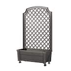 Calypso 31 in. x 13 in. Anthracite Plastic Planter with Trellis and Water Reservoir