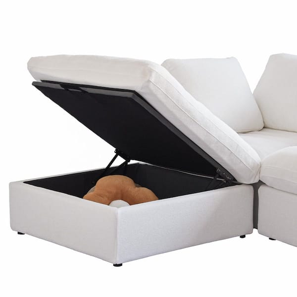 J&E Home 82.66 in. W Square Arm Linen 2-Seater Oversized J&E Home 82.66 in. W Square Arm Linen 2-Seater Oversized