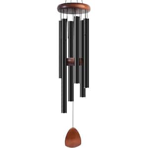 37 in. Classic Black Large Aluminium Wind Chimes with Wind Catcher for Outdoor, Garden and Patio