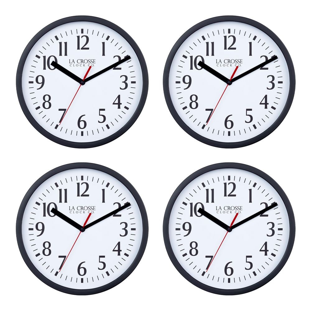 La Crosse Clock 8 Inch Black Basics Analog Quartz Wall Clock with City ...