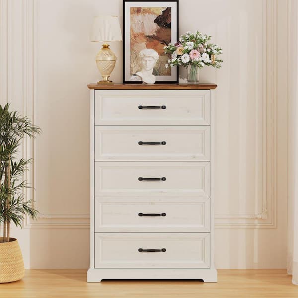 Hommpa Farmhouse Rustic White 5-Drawer 31 in. Dresser POA11823339 Hommpa Farmhouse Rustic White 5-Drawer 31 in. Dresser POA11823339