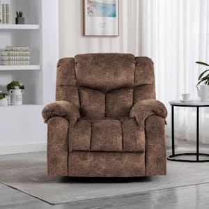 Brown Faux Leather Swivel Recliner with Rocking