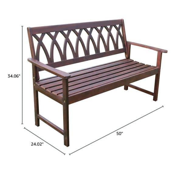 Rich Brown Acacia Wood Criss Cross Garden Bench