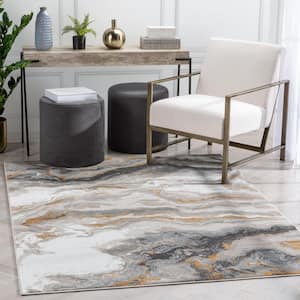 Verity Yara Grey Rust 3 ft. 11 in. x 5 ft. 3 in. Modern Abstract Area Rug