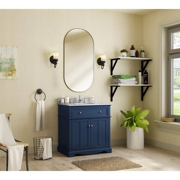 Home Decorators Collection Fremont 32 in. W x 22 in. D x 34 in. H Single  Sink Freestanding Bath Vanity in Navy Blue with Gray Granite Top  TJ-FTV3222BLU - The Home Depot